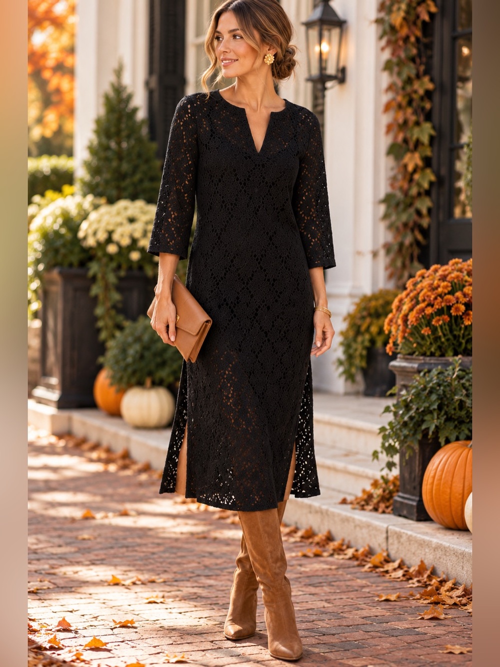 NWT TUCKERNUCK Jamie Black Lace V-Neck Midi Dress (MSRP: $$278) Size S